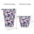 thumbnail image 2 of Lsque Plaid Flamingo Pattern Telescopic Pencil Bag Pen Holder Stationery Case, Stand-up Retractable Transformer Bag Organizer, 2 of 6