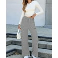 thumbnail image 4 of Womens Casual Striped Wide Leg Pants Drawstring Elastic Waist Y2K Straight Long Trousers Palazzo Pants Ribbed Sweatpants with Pockets Alsol Lamesa, 4 of 6