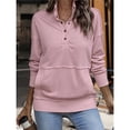 thumbnail image 4 of Sudadera Informal de Larga para Mujer, Cuello Alto, Botones y Cordón Ajustable Rosa XXL, 4 of 8