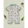 thumbnail image 5 of BemeyourBBs Baby Boy Fish Print Romper Half Button Collared Short Sleeve Bodysuit, 5 of 9