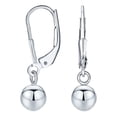 thumbnail image 1 of Simple Basic Dangling Lever back Round Bead Ball Drop Earrings for Women .925 Sterling Silver 6MM, 1 of 5