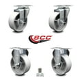 thumbnail image 2 of 4 Inch Semi Steel Cast Iron Wheel Swivel Top Plate Caster Set with 2 Rigid SCC, 2 of 2
