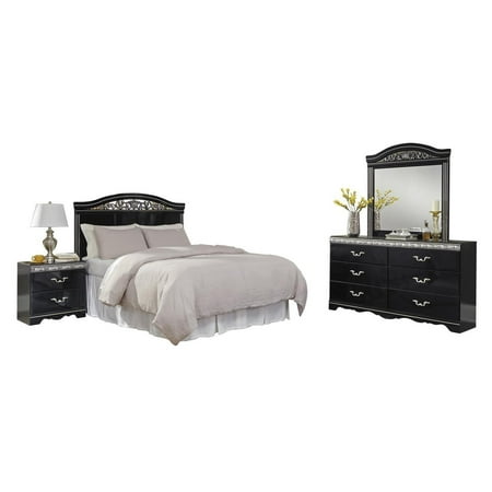 Ashley Furniture Constellations 4 Pc Queen Panel Headboard Bedroom Set Black