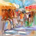 thumbnail image 2 of Doyle, Anne Farrall 20x20 White Modern Wood Framed Museum Art Print Titled - Market Scene II, 2 of 4