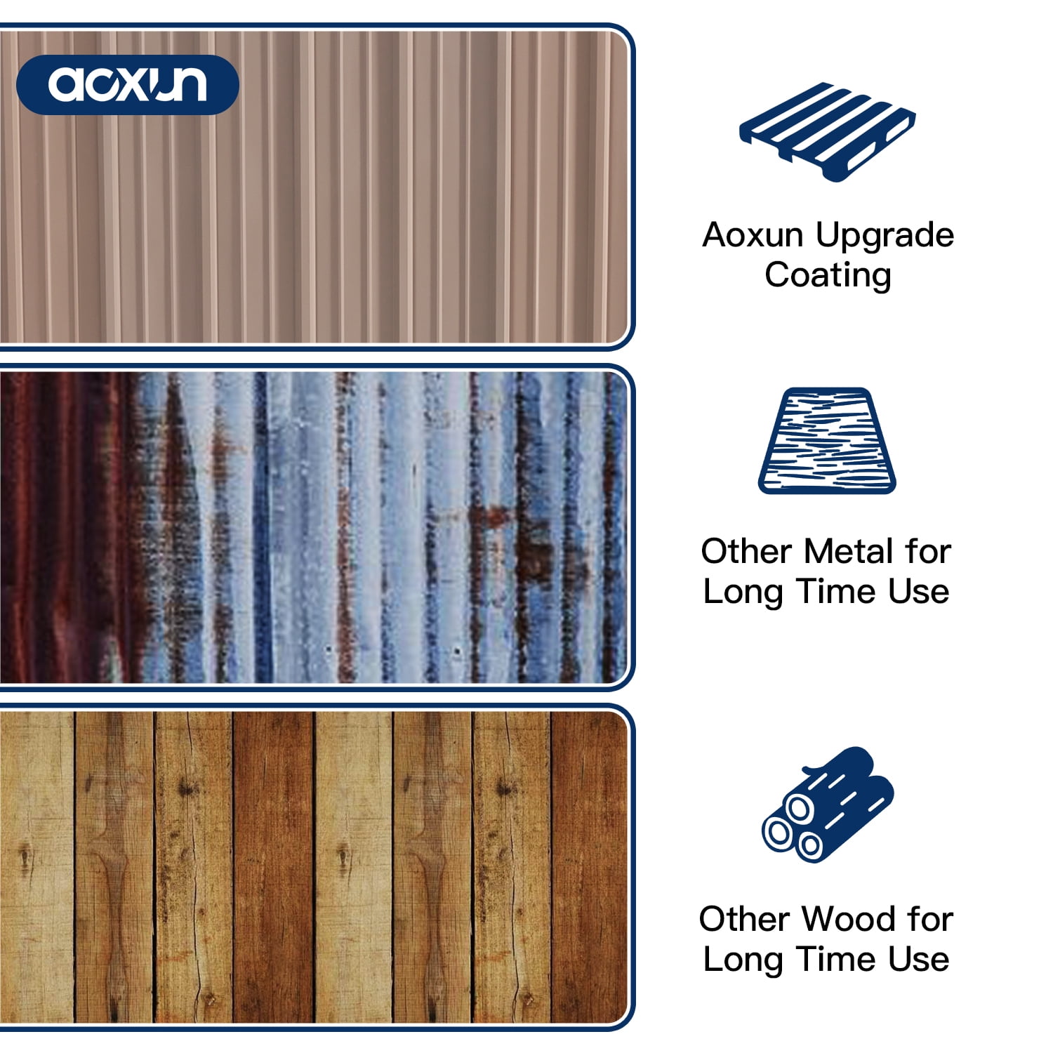 Aoxun 5' x 3' Outdoor Metal Storage Shed with Door & Lock for Backyard, Garden