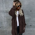 thumbnail image 4 of Women Hooded Cardigan Fuzzy Jacket Winter Open Front Fleece Coat Outwear with Pockets, 4 of 5