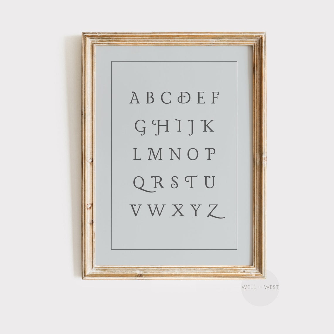 Alphabet Blue Letter Abcs Baby Shower Wall Art Nursery Playroom And Gallery Wall Decor