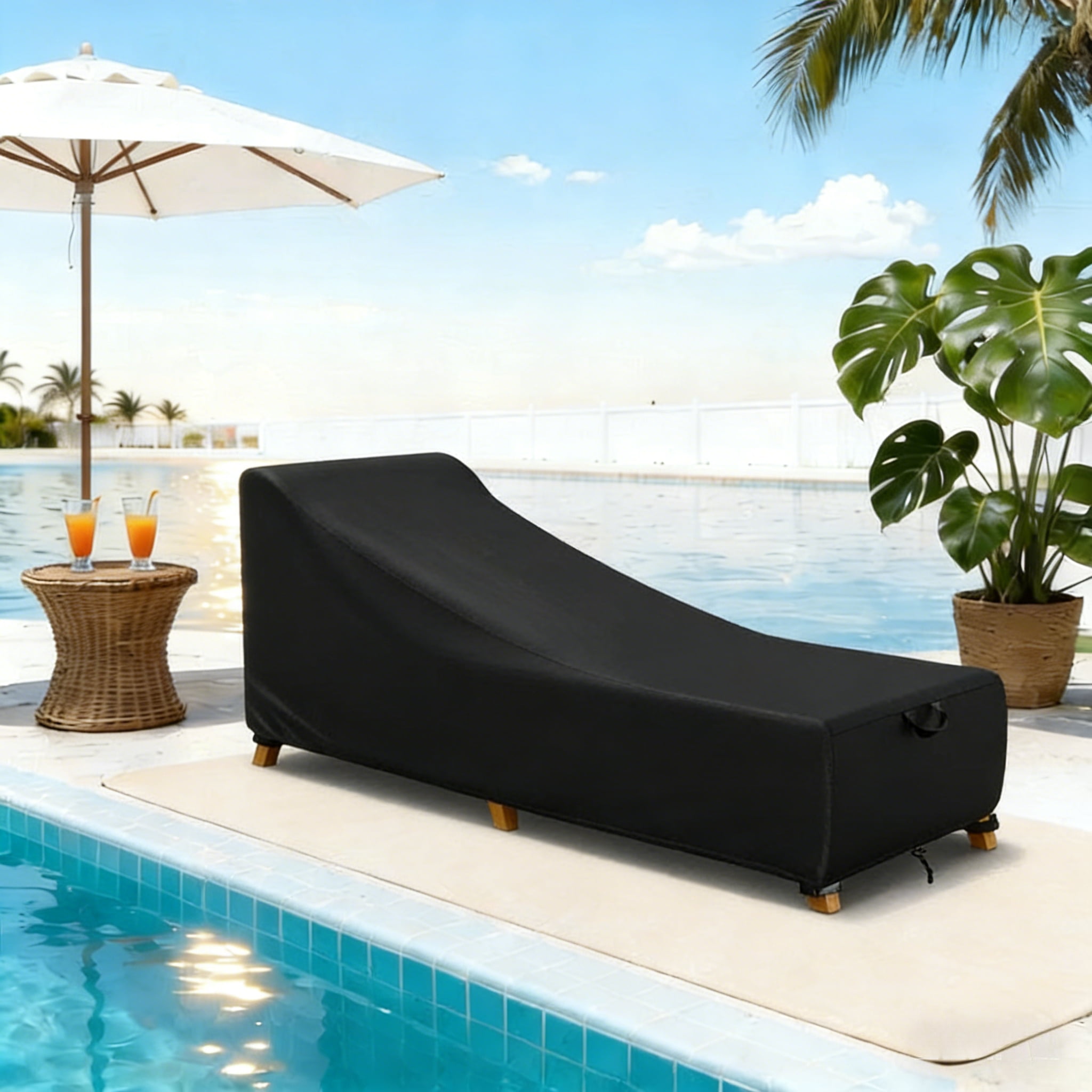 Patio Chaise Lounge Cover, Waterproof & UV Resistant Outdoor Furniture Covers for Sun Lounger Pool Sunbathing, 80"Wx27"Dx30"H