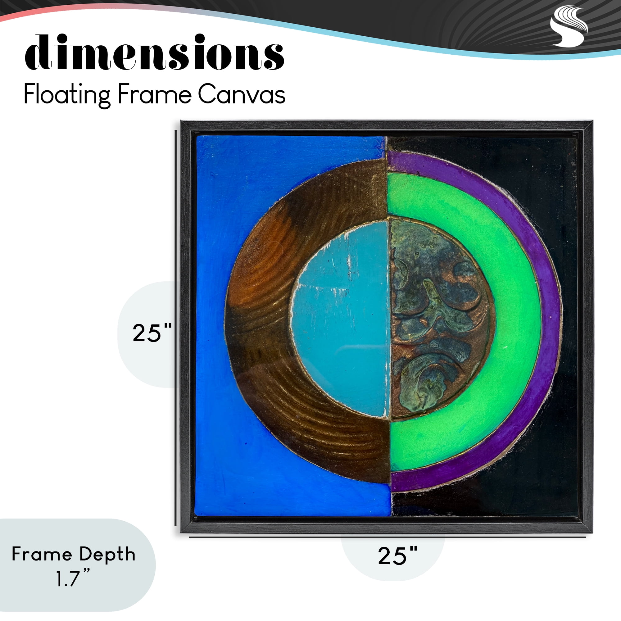 Stupell Industries Nocturnal Circle Symmetry Black Framed Floater Canvas Wall Art, design by Matthew Finger