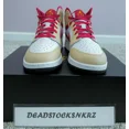 thumbnail image 3 of N I-K-E A i r-Jor-dan 1 Mid GS Beige Red White Onyx Light Curry 554725 201 GS Sizes, 3 of 6