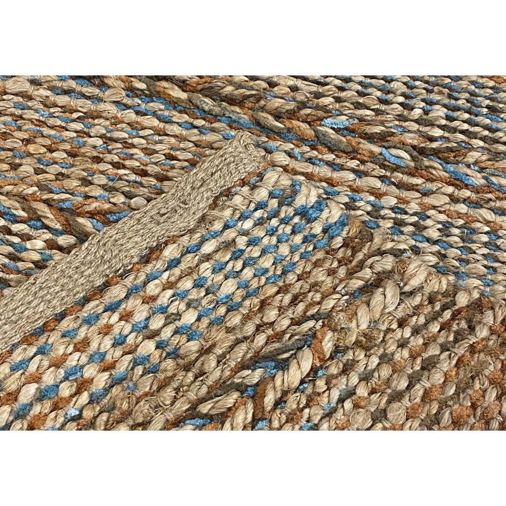 Ox Bay Braided Light Blue 5 ft. x 7 ft. Hand-Woven Natural Jute Area Rug