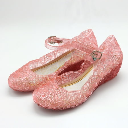 

Summer frozen Aisha Girls Shoes Cinderella Crystal Shoes Children High Heel Sandals PVC
