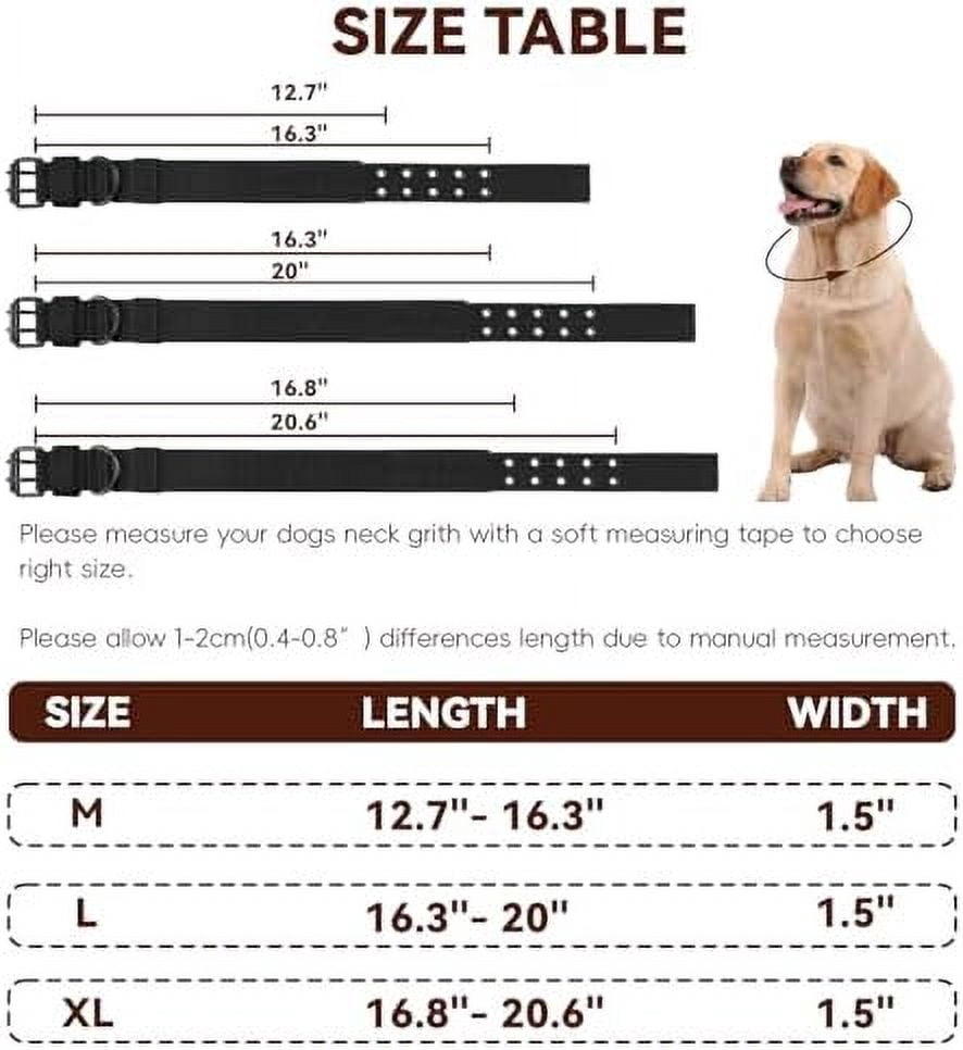 Heavy Duty Dog Collar for Large Dogs, Tactical Dog Collars with Metal Buckle & D Ring, 1.5" Width Thick Adjustable Nylon Collar for Medium Dogs, Black/M