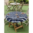 thumbnail image 4 of Outdoor Tablecloth with Umbrella Hole for Patio/Picnic/Party/Camping, Nautical Striped Waterproof Table Cloth Round Cover Washable, Summer Coastal Ocean Navy Blue White (Dia 60"), 4 of 8