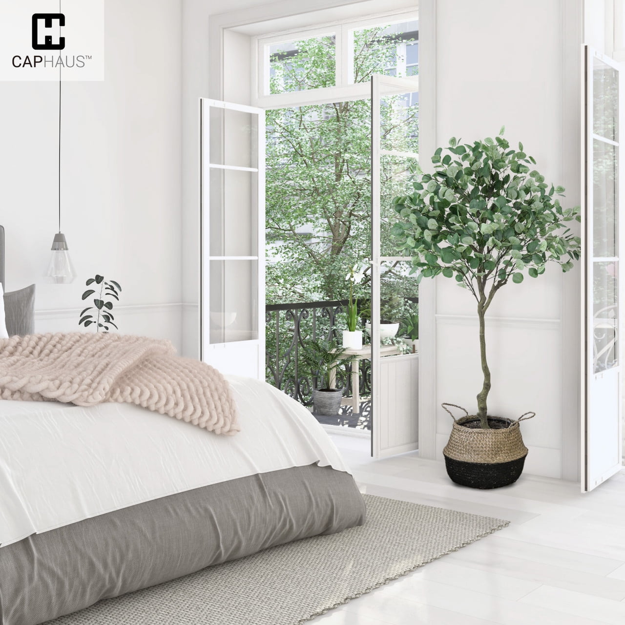 CAPHAUS 6 Feet, 72 Inch Artificial Eucalyptus Tree, Natural Large Faux Plants Indoor/Outdoor Patio, Home Décor, UV Resistant Artificial Outdoor Plants, Fake Greenery in Pot with Dried Moss