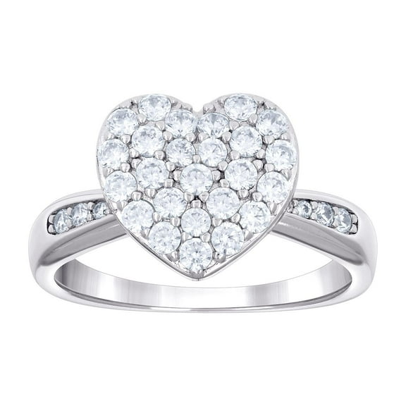 925 Sterling Silver Womens Cubic Zirconia Love Heart Engagement Ring 11.8x3.7mm Wide Size 9 Statement Ring for Women