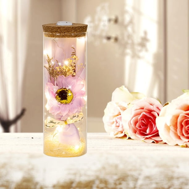Flor preservada para siempre Regalo del día de San Valentín Romántico para Acción de Gracias Aniversario de Navidad Novia Esposa Estilo H