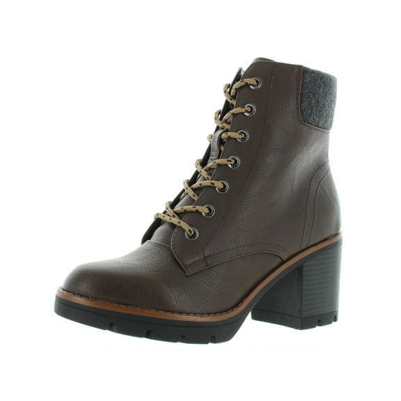 Naturalizer Womens Madalynn 2 Faux Leather Lace-Up Booties Brown 7 Wide (C,D,W)