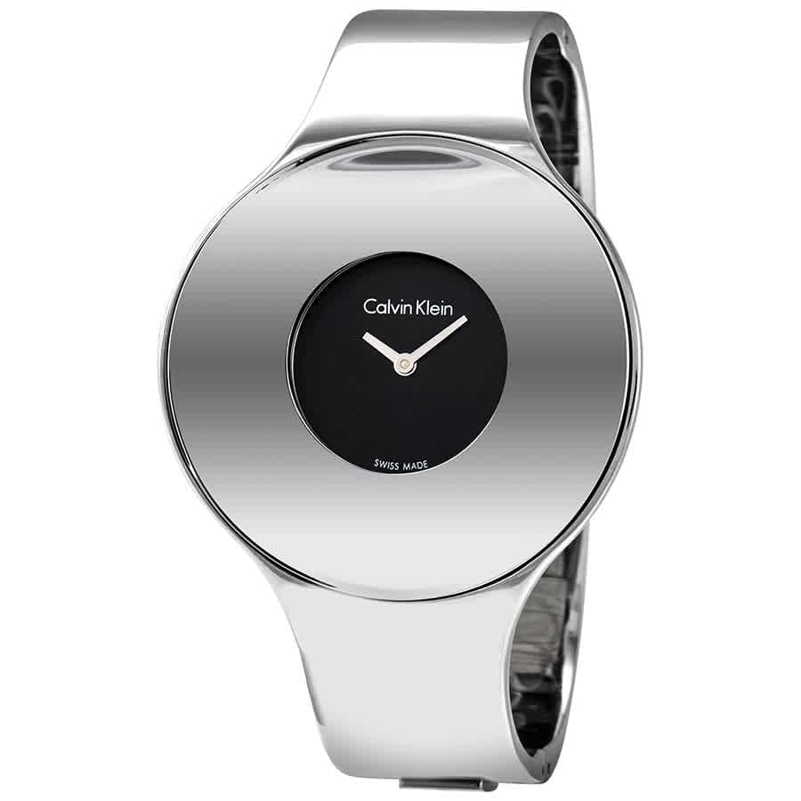 Calvin Klein Seamless Black Dial Medium Bangle Ladies Watch K8C2M111