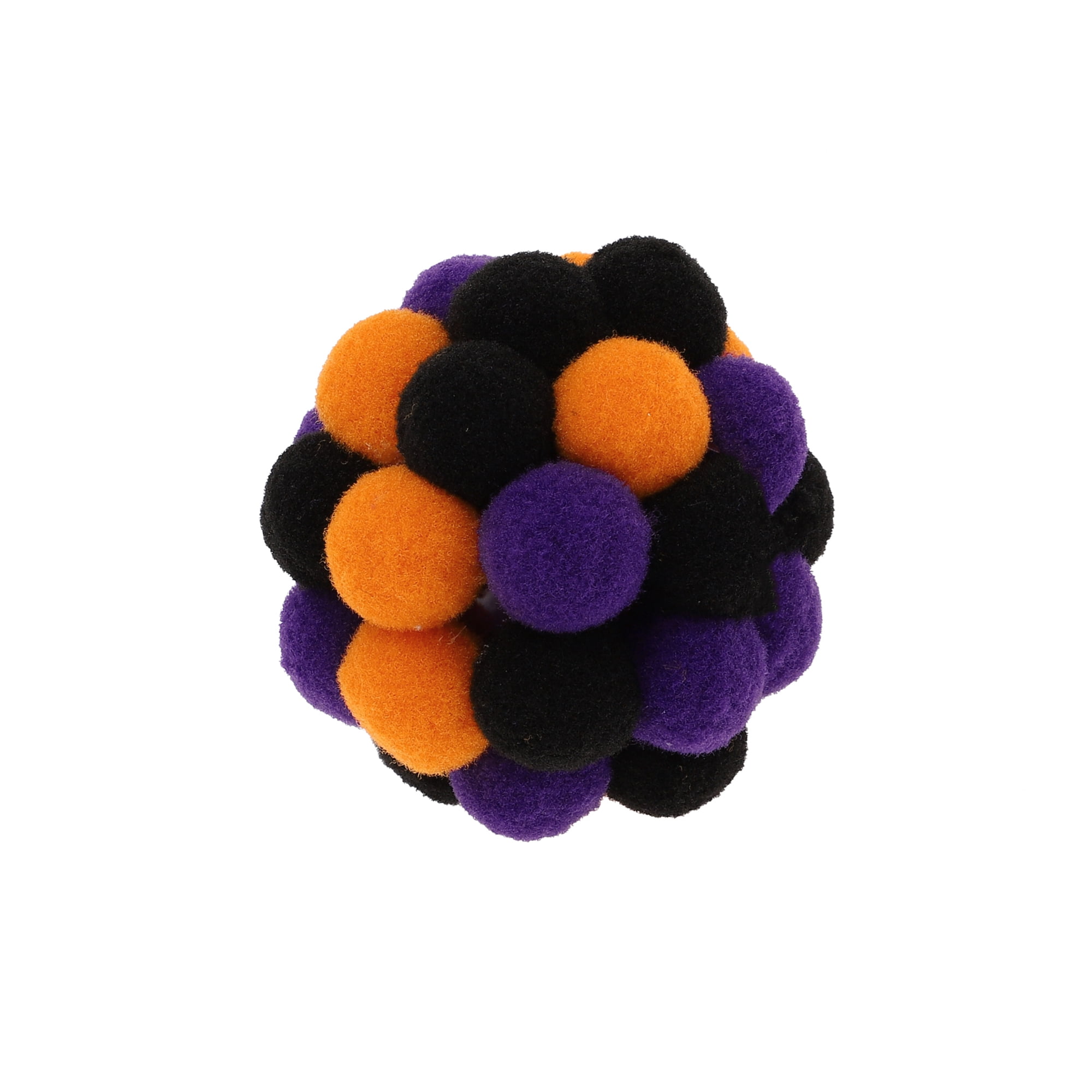 Unique Bargains Ball Shape Cat Teaser Toy with Bell Black and Orange 1 Piece
