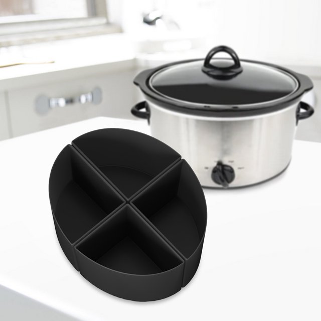 Forro Divisor De Olla De Cocción Lenta Cesta para estofado Resistente al calor Estera para estofado para ollas de cocción lenta de 6 QT (Negro)