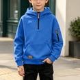 thumbnail image 6 of LOINRODI Boys Half Zip Hooded Sweatshirt, Fleece Lined Raglan Sleeve Zip Arm Pocket Pullover Casual Long Sleeve Fall Street Pullover Hoodie Blue Size 10, 6 of 9