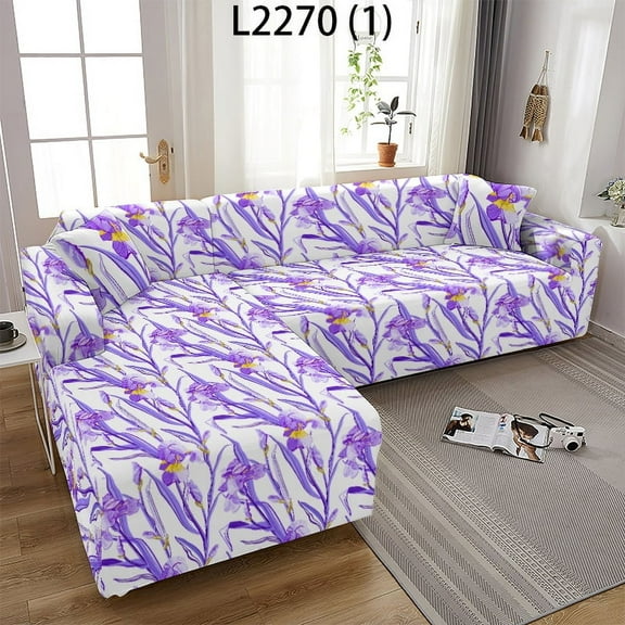 Vintage Flowers Sofa Cover Elastic Stretch L-shape Sofa Purple Floral Sofa Covers for Living Room Couch Cover Sofa Slipcovers