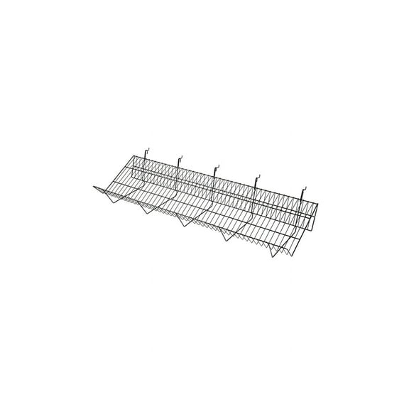SSWBasics 48" x 12" x 6" Black Downslope Grid Shelf for Slatwall & Wire Grid