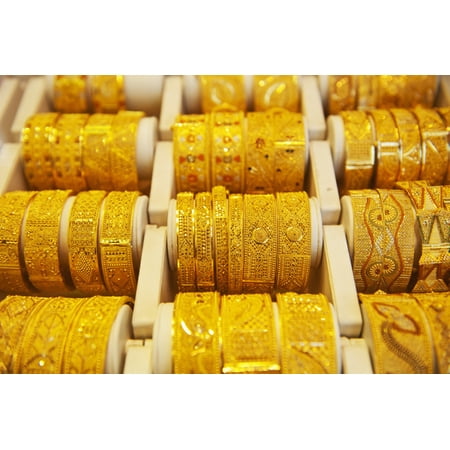Gold Bangles For Sale In Gold Souk Dubai United Arab Emirates Poster Print (8 x