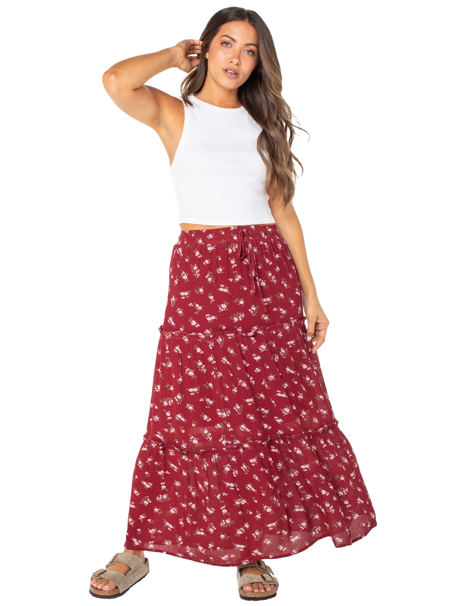 Celebrity Pink Long Tiered Skirt, Women's & Women's Plus