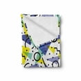 thumbnail image 2 of Modern Soft Flannel Fleece Throw Blanket, Geometrical Retro 80s Themed Image Lines Circles and Spots Print, Cozy Plush for Indoor and Outdoor Use, 50" x 70", Blue Yellow and Black, by Ambesonne, 2 of 6