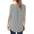 thumbnail image 4 of TrendVibe365 Womens 3/4 Sleeve Tops Spring Tunic Solid Button Curvy Hem Shirts 3/4 Sleeve Tees Blouse Scoop Neck Tshirts Loose Fit Pullovers Outfits, 4 of 6
