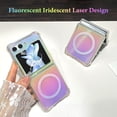 thumbnail image 3 of for Samsung Galaxy Z Flip 5 Case Magnetic Fluorescent Iridescent Transparent Phone Case for Women Men [Compatible with Magsafe]-Clear Laser, 3 of 12