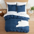 thumbnail image 3 of Nestl Boho 3 Piece Duvet Cover Set, Tufted Embroidery Double Brushed Duvet Cover with Button Closure with 2 Pillow Shams, Twin (68"x90") - Navy, 3 of 8