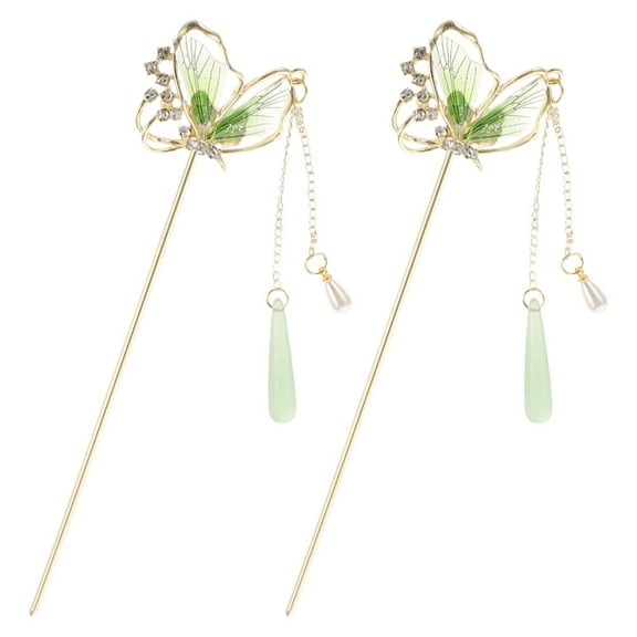 MUSEYA Tortoise Shell Hair Clip Butterfly Hairpin For Bun Creation Women Daily Life 2Pack