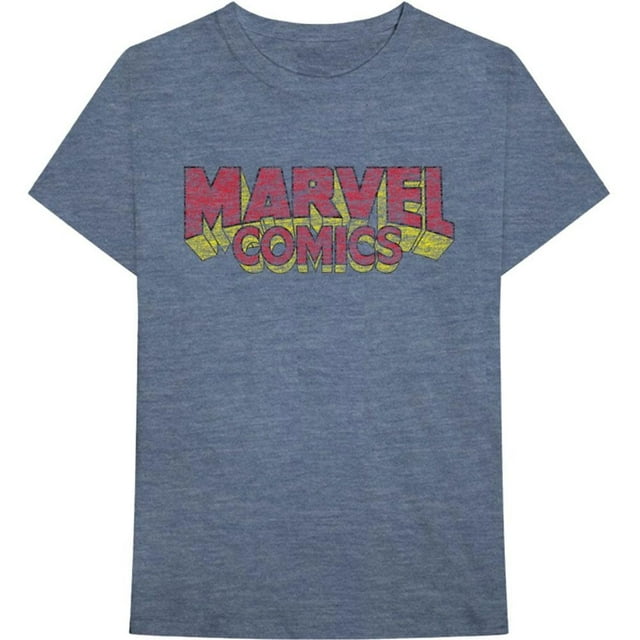 Marvel Comics T-Shirt en Coton pour Adulte à Logo Usé