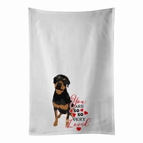 Carolines Treasures WDK4009WTKT 28 x 19 in. Unisex Rottweiler Black & Rust So Loved White Dish Towels Kitchen Towel - Set of 2