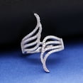 thumbnail image 2 of Uloveido Fancy Angel Wings Open Tail Rings Platinum Plated Pave Cubic Zirconia Rings Birthday for Women (Size 7), 2 of 7