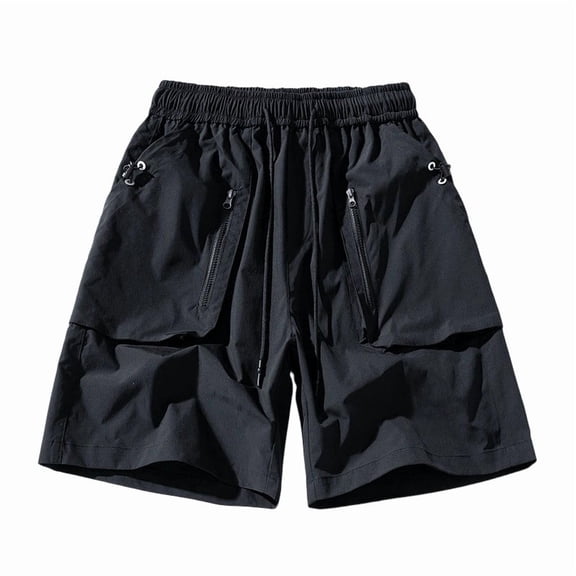 EOYWHK Running Shorts Men with Pockets Relaxed Fit Multi Pocket Mens Quick Dry Shorts Soft Lightweight Breathable for Basketball Gym Fitness Black, Size L