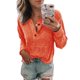 thumbnail image 1 of Blusa Manga Larga Cuello En V Botón De Bolsillo Color Puro Casual Top De Moda Para Mujer Naranja L, 1 of 4