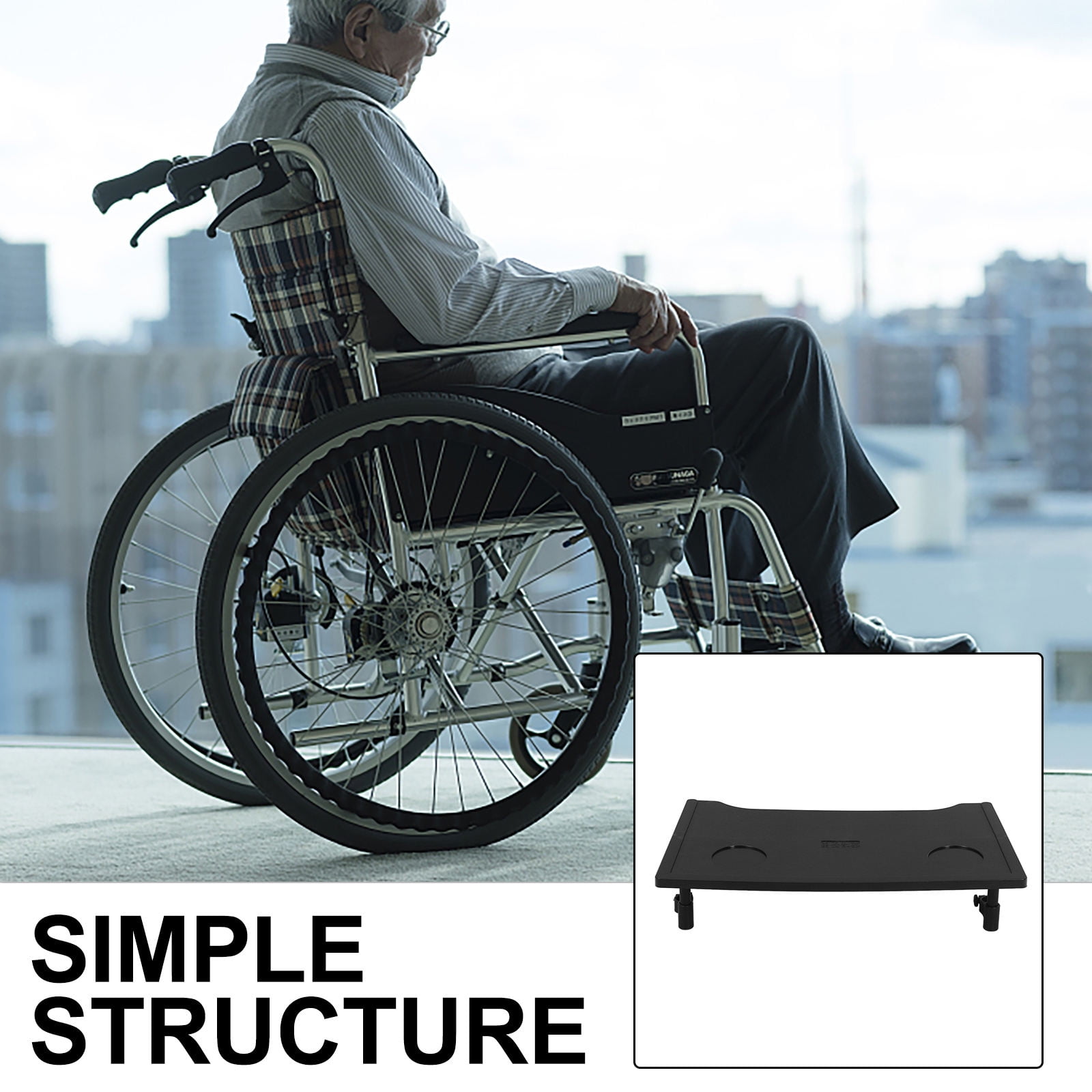FRCOLOR Wheelchair Tray Detachable Wheelchair Table With Cup Holder Design Rectangular Plastic Desk Mobility Accessory Attachment For Elderly