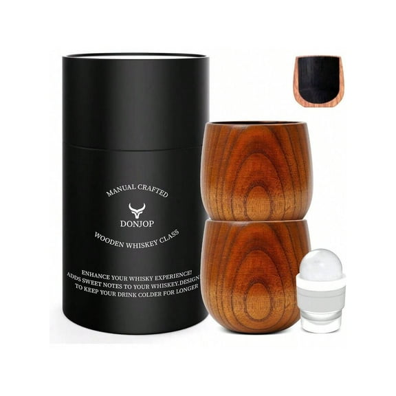 Charred Wooden Bourbon Drinking GlassHandcrafted Whiskey Glasses For Men Great Anniversary Birthday Gifts For Men Him Dad Husband Or Brother 10OZ 2 PACK