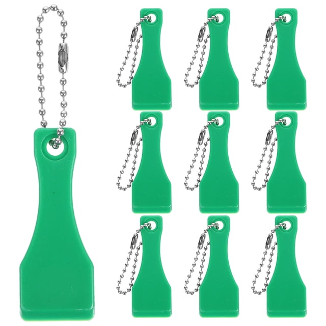 10pcs Plastic Scraper Tools Keychains, Ticket Card Scrapers Scratch Off Tickets Label Removal Keyring Scraper Tools for Label Sticker Remover Tools Green