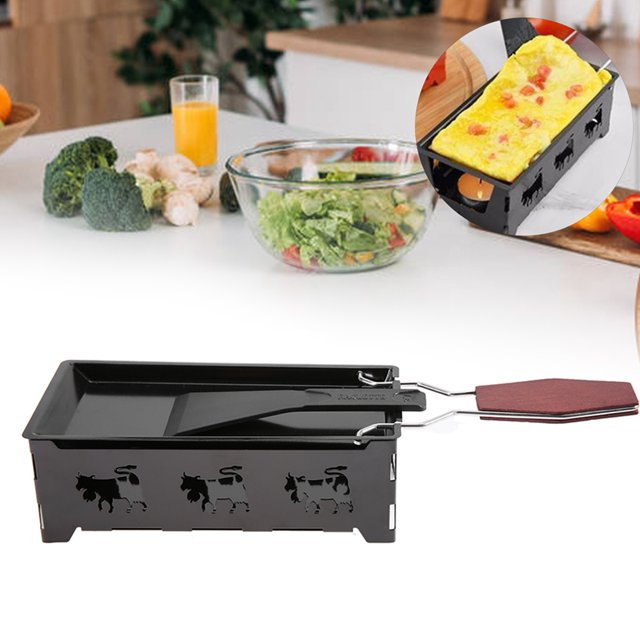 Ensemble de Raclette Résistante à la Chaleur, Plateau de Cuisson Portable avec Poignée en Bois, Solide et Durable pour Faire du Fromage pour la Maison