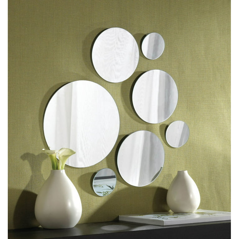 Elements Set Of 7 Round Mirrors 9 Inch, Small Circle Mirrors For Crafts