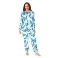 thumbnail image 4 of Adult Christmas Onesie Blue Butterfly Pattern Zipper One-Piece Pajamas Unisex with Pockets, 4 of 6