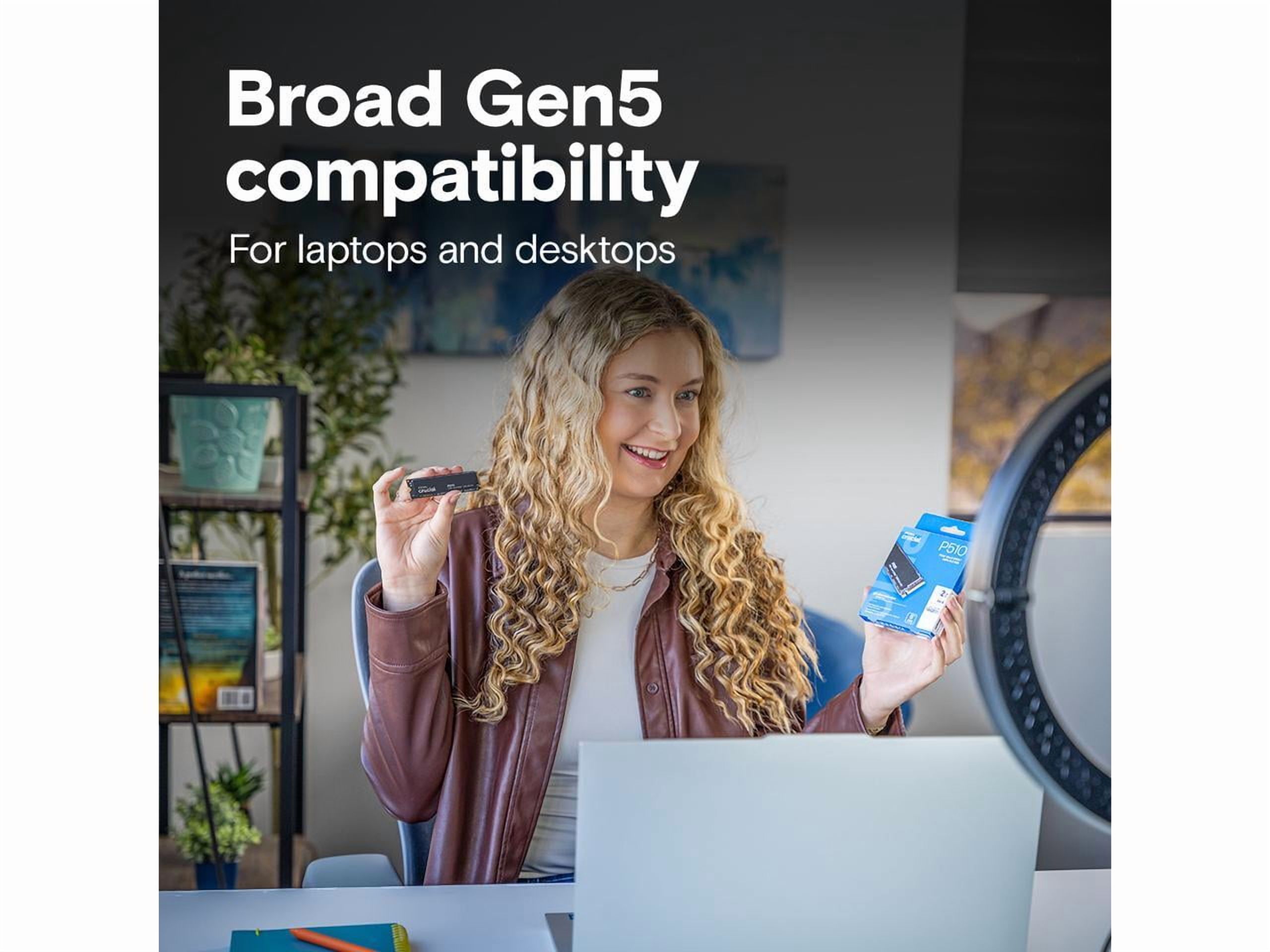 Crucial P510 2TB NVMe PCIe Gen5 M.2 2280 Internal Gaming SSD