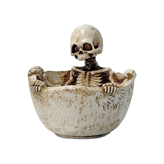 Funny Bathing Skeleton Incense Holder, 2.6" Resin Skeleton in Bathtub Incense Burner for Stick and Cone, Ash Catcher for Meditation, Yoga and Home Decor