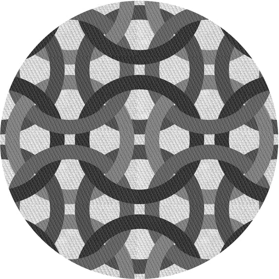 Ahgly Company Indoor Round Patterned Gray Cloud Gray Area Rugs, 4' Round