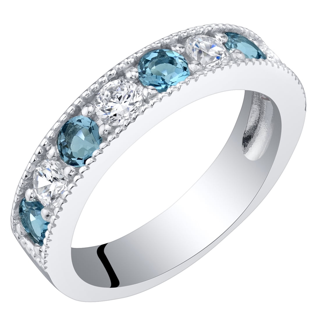 0.75 ct Round London Blue Topaz Stacking Ring in Sterling Silver